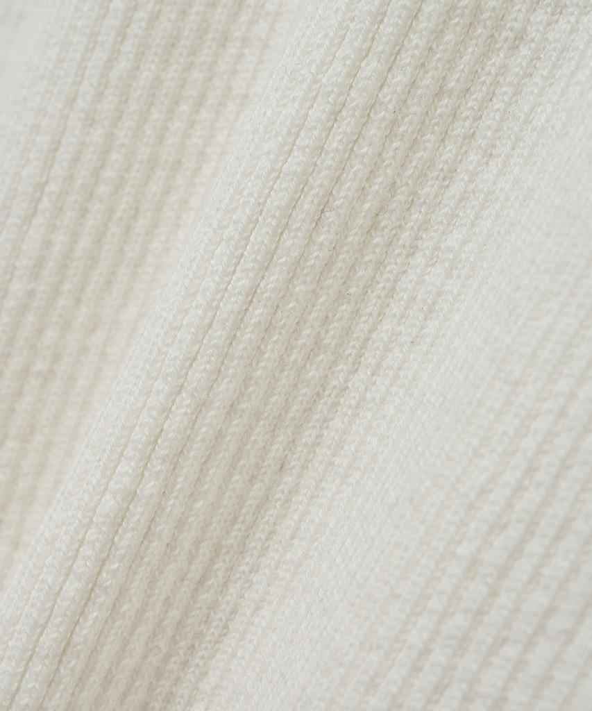 NOIRER Cotton Ribbed Henley Neck Knit (Ivory)
