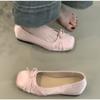 New Breathable Silk Ballerinas Ballet Flats Women Autumn Slip on Loafers Square Toe Bowknot Flat Casual Shoes Zapatos Mujer