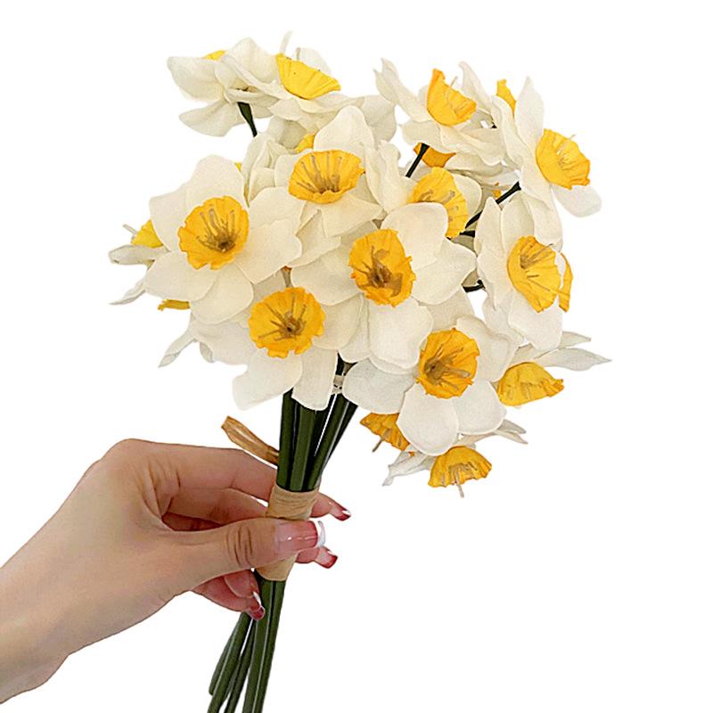 Silk Narcissus 6-Stem Bouquet for Weddings & Home Decor