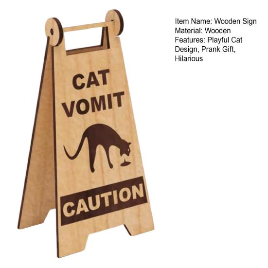 Katzen Erbrochenes Schild Lustiges Holzschild Katzen Erbrochenes Vorsicht Schild Büro Schreibtisch Erbrechende Katze Schild Streich Geschenk für Kollegen Katzenbesitzer