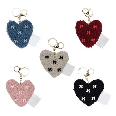 Soft Artificial Furry Keychain Pendant Elegant Heart Key Rings Hangings Decorations Key Chain Love Heart Bag Dangler