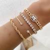 Women's European & American Style Twisted Chain Bangle Bracelet Set with Imitation Gemstone Accents
