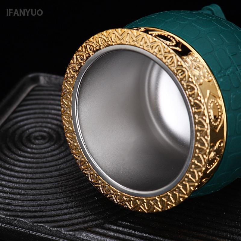 Tazza Mate a Doppio Strato in Acciaio Inossidabile con Cannuccia Cucchiaino Texture Guscio d'Uovo Tazze con Fondo Piatto Tazze Creative da Cucina Bicchieri da Bevande
