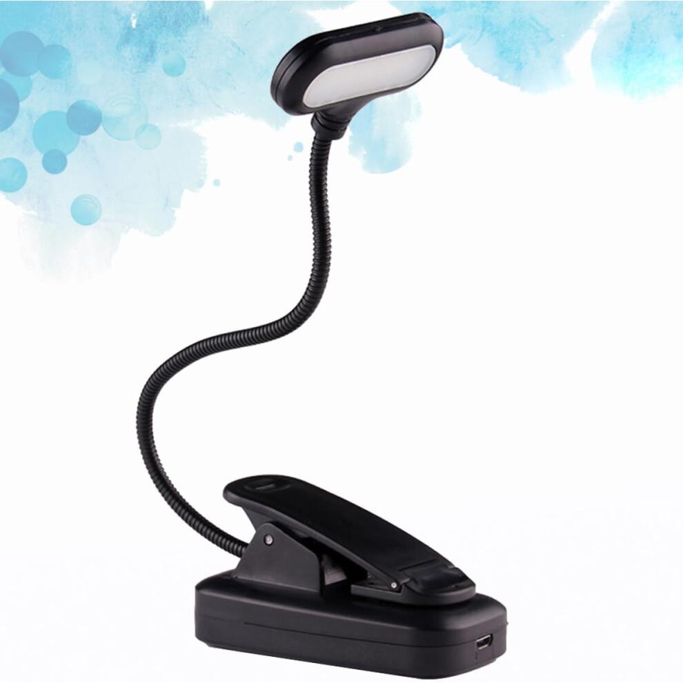 USB Charging Light Table Lamp Clip-On USB Rechargeable Reading Lamp Black Adjustable Brightness Book Light for Reading