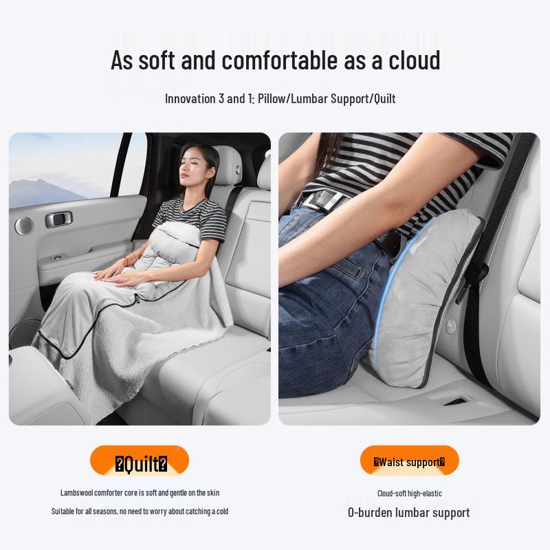 Denza D9N9 Car Pillow, Quilt, and Lumbar Support Cushion - Winter Flannel Interior Accessories