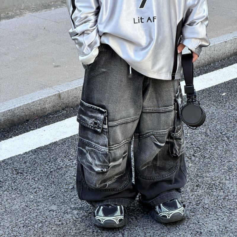 

Осенние новые американские универсальные модные джинсы для мальчиков 150cm чёрный