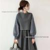 2025 Korean Style Women's Color Block Long Sleeve Dress for Autumn/Winter