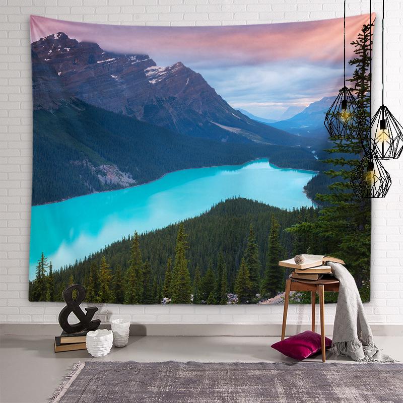 Tapestry of natural beauty Lake boat background wall art tapestry Dormitory room aesthetic decoration Bedroom home decoration