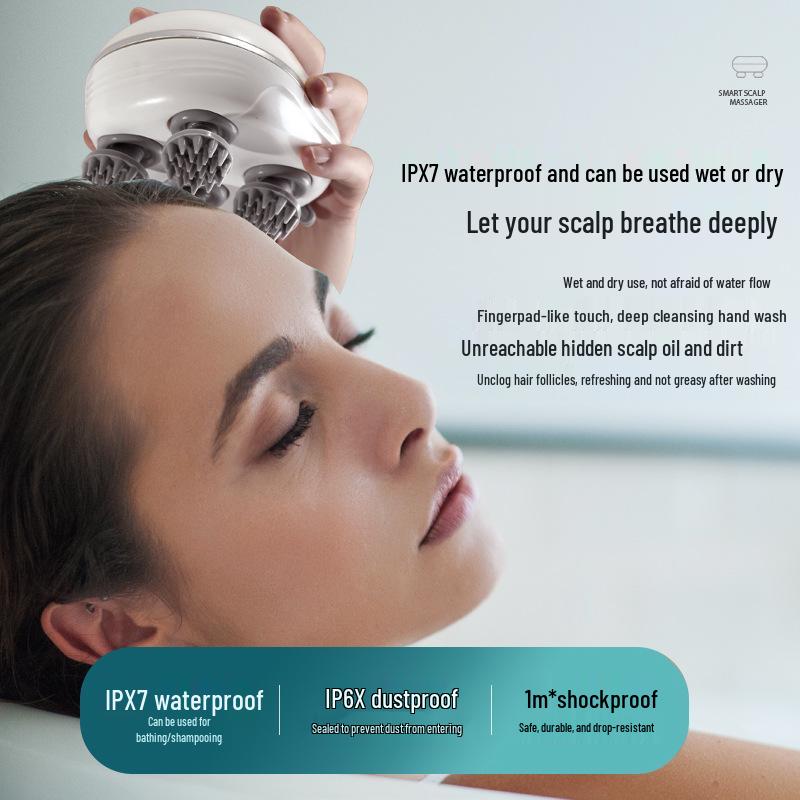 Akıllı Mini Elektrikli Su Geçirmez Baş Masaj Aleti: Kablosuz Fizyoterapi Yoğurma ve Kaşıntı Kazıyıcı