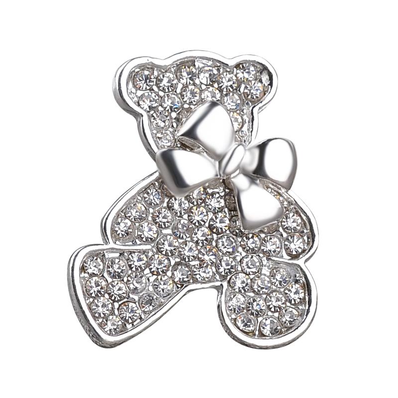 

Golden Cartoon Full Crystal Paved Hollow Out Bear With Bowknot Shaped Lapel Pins For Girls Women Bag Badge
