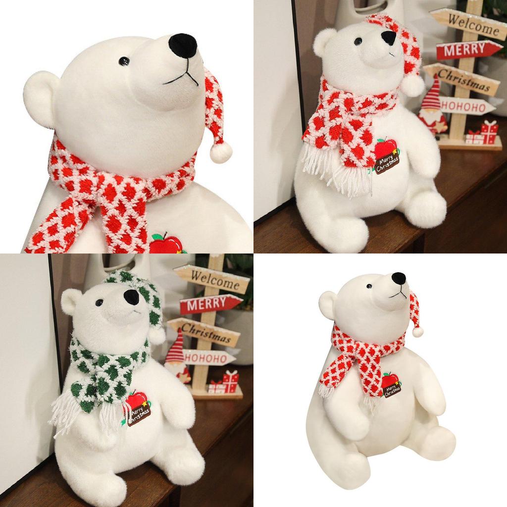 Adorable White Plush Polar Bear Toy With Cute Scarf Perfect For Kids Birthday Gifts And Decorations