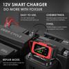 12V 7A Fully Automatic Smart Battery Charger LCD Display Power Pulse Repair Charger Large Screen for Car Motorcycle AGM GEL WET