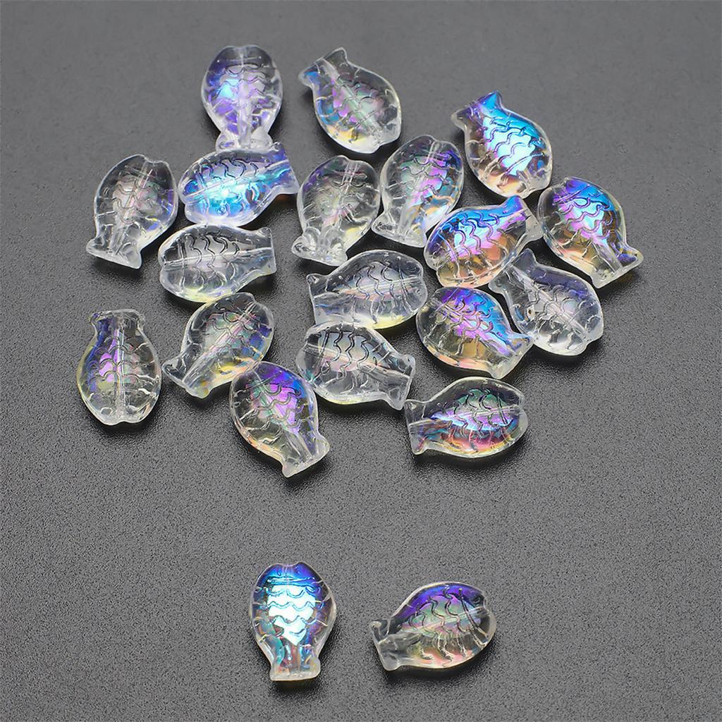 30Pcs Ocean Themed Crystal Glass Beads Fish Shape Glass Loose Beads Jewelry Making Beads Earrings Beads for Necklaces
