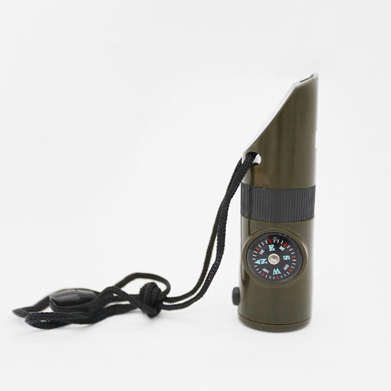 7-in-1 Multifunctional Survival Whistle with LED Light, Thermometer & Compass