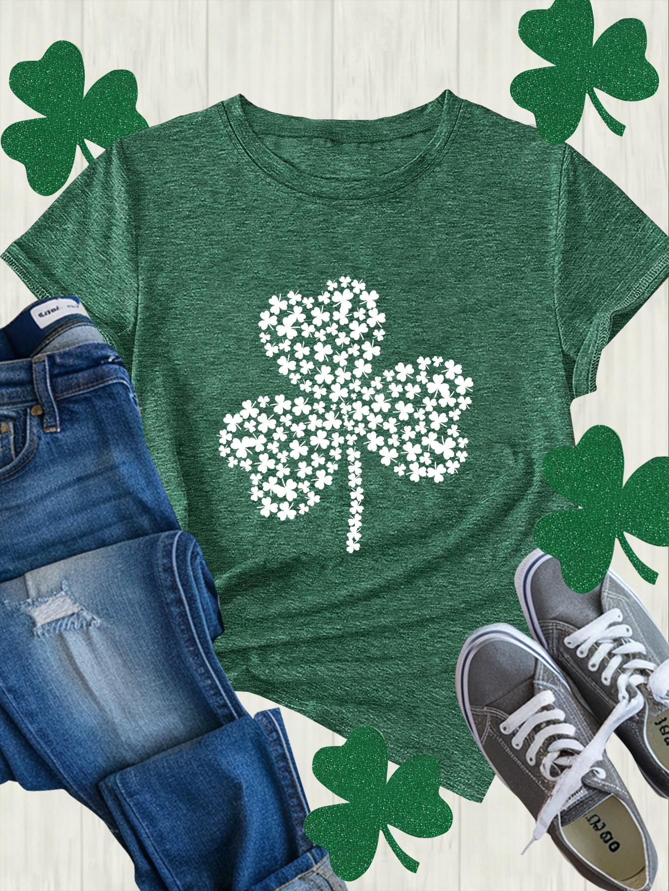 Shamrock Women s Tee - St. Patrick s Day Graphic, Casual Green Top S