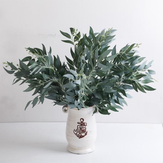 1ks Umělé listy z vrbového proutí Falešné listy zelené rostliny Svatební domácí dekorace