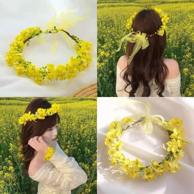 Pastoral Dekoratives Blumen Stirnband Blumenkranz Braut Blumenkranz Blumiges Kopfstück Foto Kopfschmuck