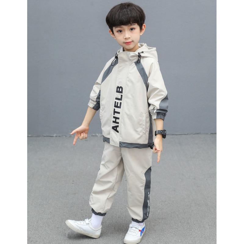 Fashion Spring Autumn Children's Clothes Boys Hooded Coat + Pants 2pcs/Set Kids School  Costume Teenage Clothing