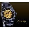 Forsining Men's Fashion Casual Steel Band Dragon Watch Hollow Out Waterproof Mechanical Watch