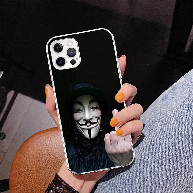 Anonymous V Mask Phone Case For iPhone 17 Air 16 Pro Max 16E 15 + 14 Plus 11 12 13 Mini 7 8 SE Gift Print Cover Fundas 17 Air 16