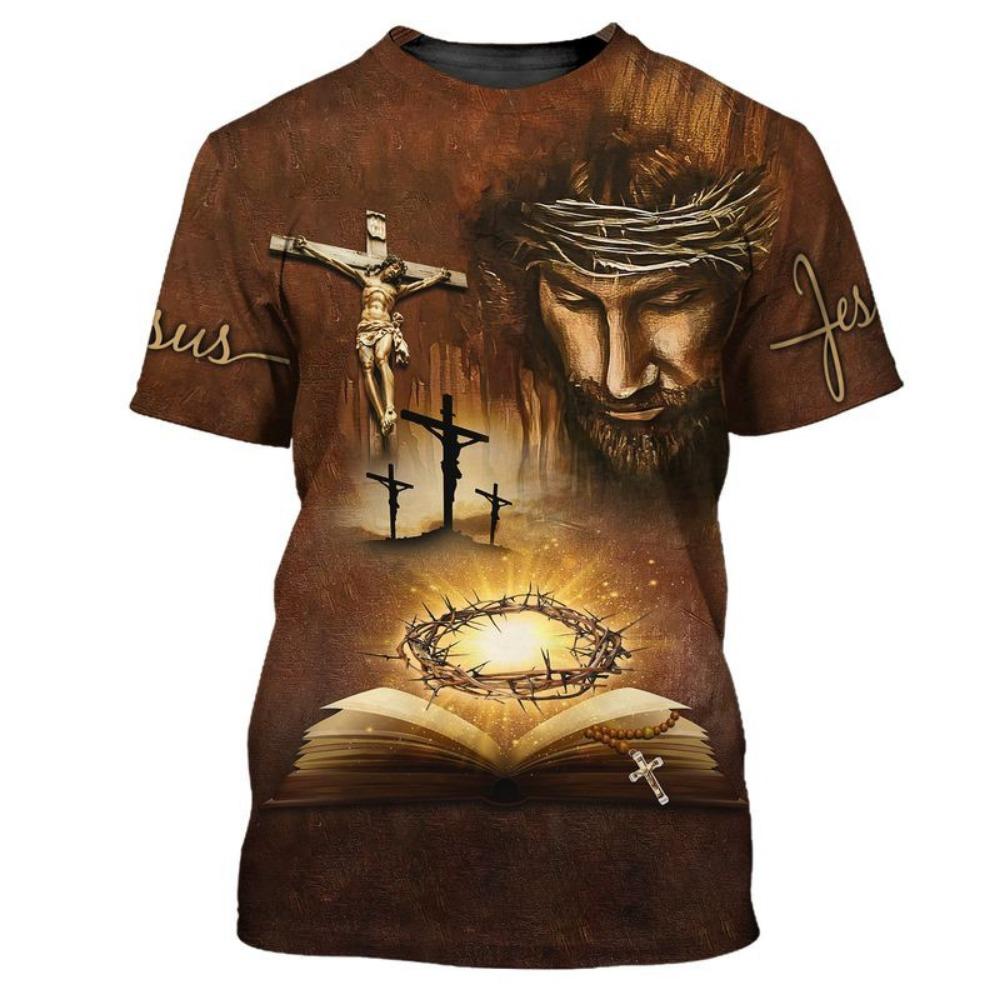 Jesus Christus T-Shirt Herren Damen Kurzarm O-Ausschnitt T-Shirts 3D Gedrucktes Muster USA Flagge Gottesdienst Kapelle Kleidung Pullover Top Tee