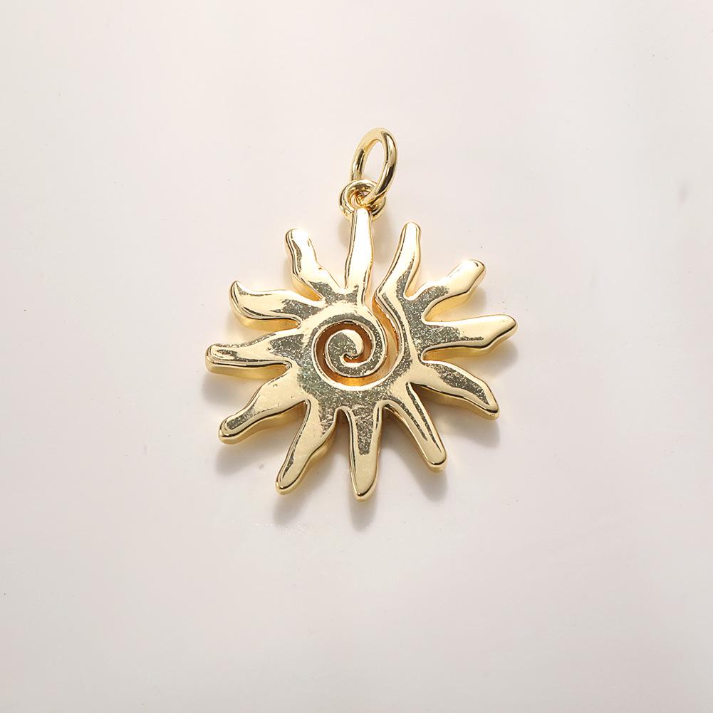 Trendy Sun Pendant Copper Gold-Plated Drip Oil DIY Jewelry: Necklace, Bracelet, Earring Accessories for Women
