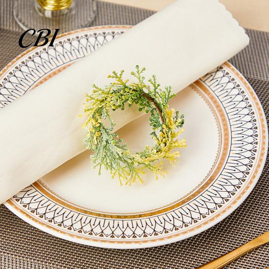Thick Fabric Napkin Ring 6Pcs Rings, Elastic Design Holder for Light And Napkins, Imitation Holly Leaf Accessory Weddings Parties Home Use Gauze
