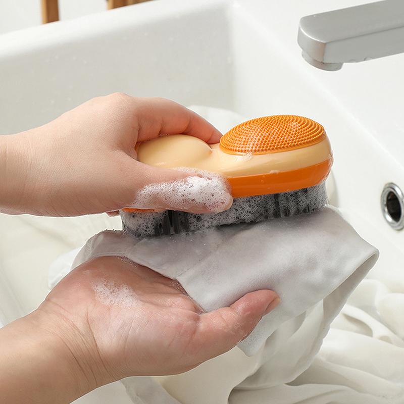 Creative Color Contrast Washing Brush Double-Sided Bristles Multi-Functional Soft Rubber Underwear Cleaning Brush