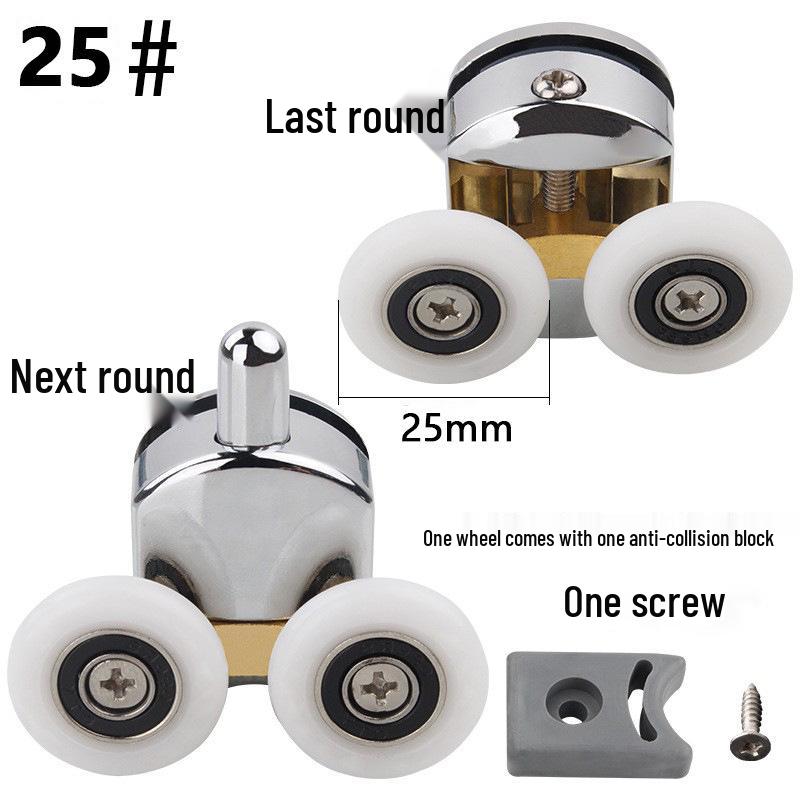 Vintage Round Arc Sliding Glass Door Roller for Shower Rooms - Push-Pull Hanger Wheel
