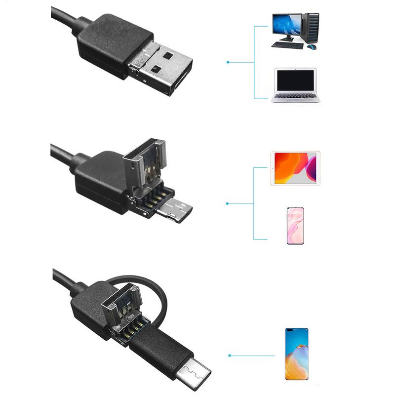 5.5MM TYPE-C Endoscope Camera 640x480 Waterproof IP67 6 LEDs Adjustable USB Inspection Borescope Cameras Tools for Phone PC