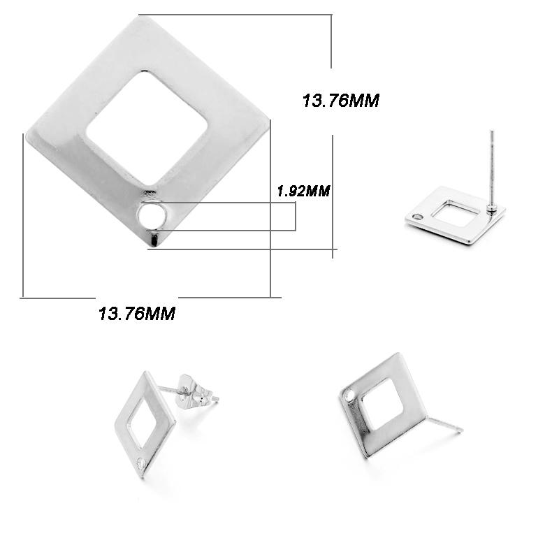 10Pcs/Lot Stainless Steel Earring Base Geometric Leaves Earrings Stud with Hole Connectors for DIY Jewelry Making Accessories