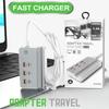 USB Type C Phone Charger Socket 35W 6 Ports Fast Charging Desktop Power Strip with Phone Holder for IPhone Samsung Xiaomi Huawei