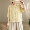 DIMANAF 2026 Plus Size Summer Women Blouse Shirts Tunic Oversize Loose Casual Cotton Lady Tops Tees Embroidery Floral Solid