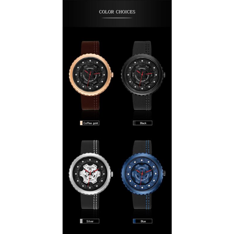 New Watch Men's Belt Business Quartz Watch Hollow Large Dial Fashion Personality Trendy Watch