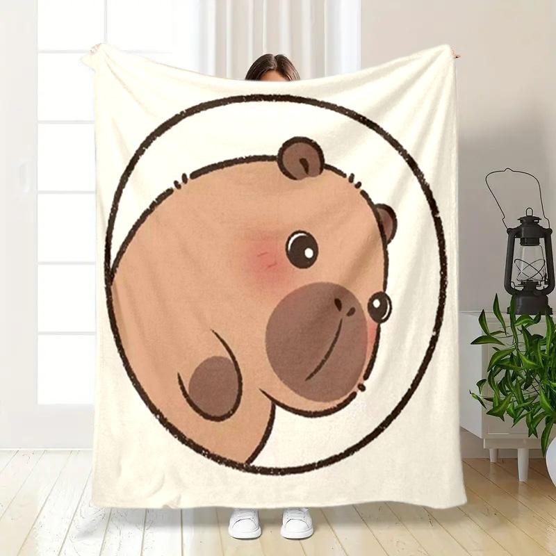 1PC Cute cartoon capybara pattern blanket, all season lightweight home office outdoor nap multifunctional blanket