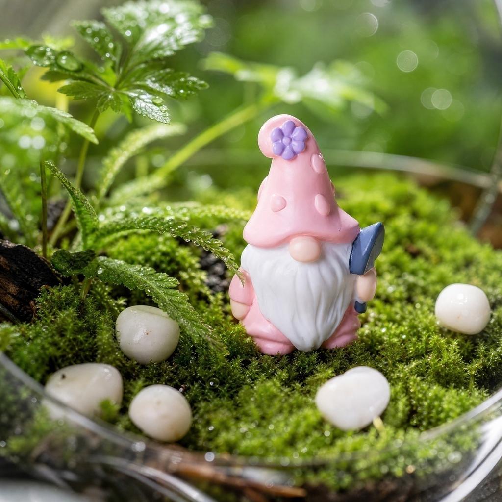Creative Simulated Dwarf Figurine for Miniature Garden Terrarium Decor, Gnome Statue
