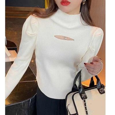 Fashion Hollow Out Turtleneck Autumn and Winter Pullover Sweater Women Knitted Bottom Shirt Long Sleeve Inner New Thin Top Casual Simple Clothing