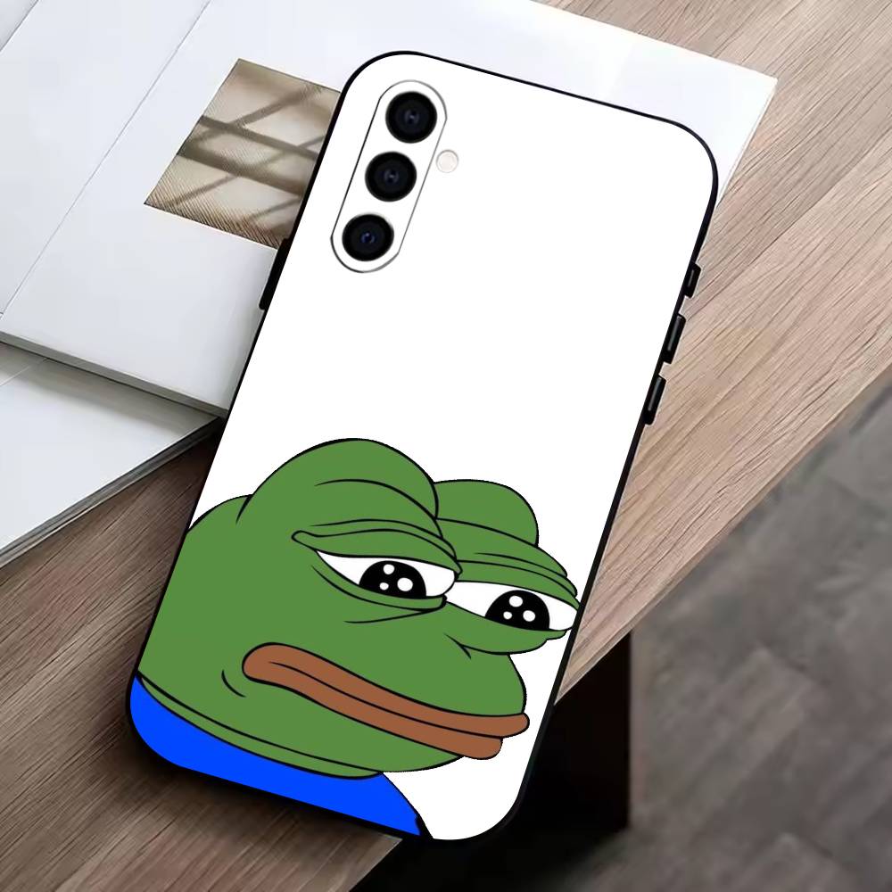 Funny Sad Frog pepe M-meme  Phone Case For Samsung Galaxy A73,A72,A71,A70,A53,A52,A51,Soft Silicone Black Cover