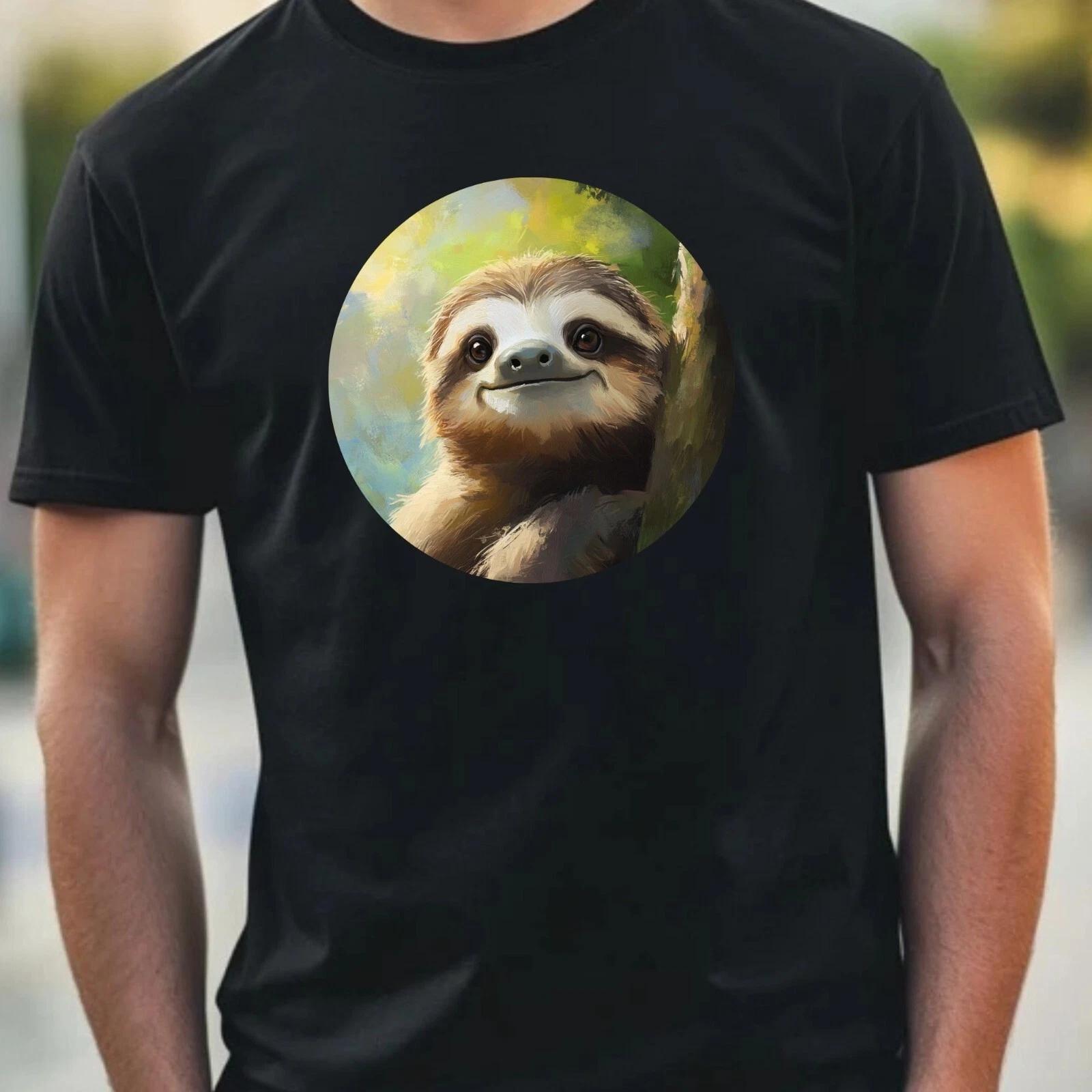 T-Shirt Herren Faultier Portrait Motiv Baumwolle Größe XS bis 5XL XXXXL