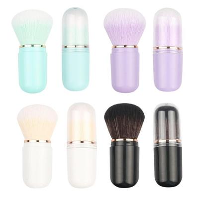 Hot Retractable Retractable Kabuki Brush Capsule-shape Multifunctional Travel Makeup Brush Cute Nail Dust Brush for Blusher