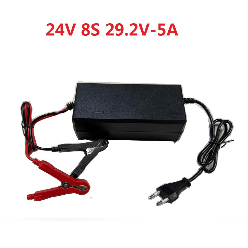 12V 24V 5A 10A Intelligentes Lifepo4 Ladegerät 14.6V 29.2V Hochleistungs-Ladegerät AC110-240V Lithium-Eisenphosphat-Akkupack EU-Stecker