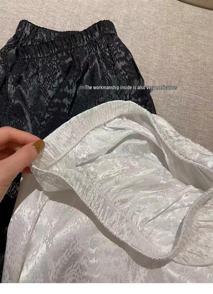 Women's Spring/Autumn Ice Silk Pajama Set - Long Sleeve, Long Pants, Cardigan, Sweet Homewear Style, Two-Piece.