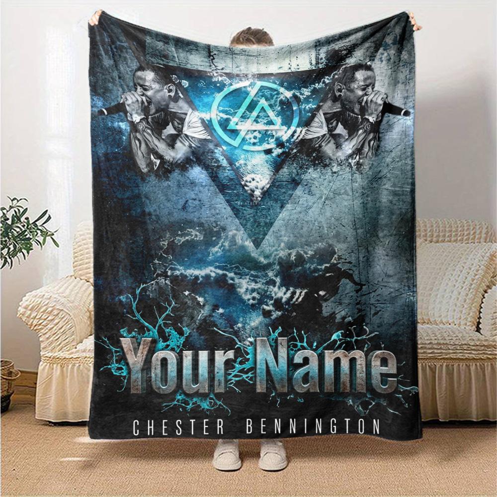 Name Custom Linkin Park Print Flannel Blanket High Quality Warm Comfortable Cover for All Seasons Perfect for Gifts Home Decor