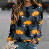 Women's Casual Neck Long Sleeve Raglan Halloween Print Sweatshirt