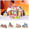 Christmas House Christmas 3D Puzzle Train Children Model Toy Montessori Paper Card Jigsaw  Kids