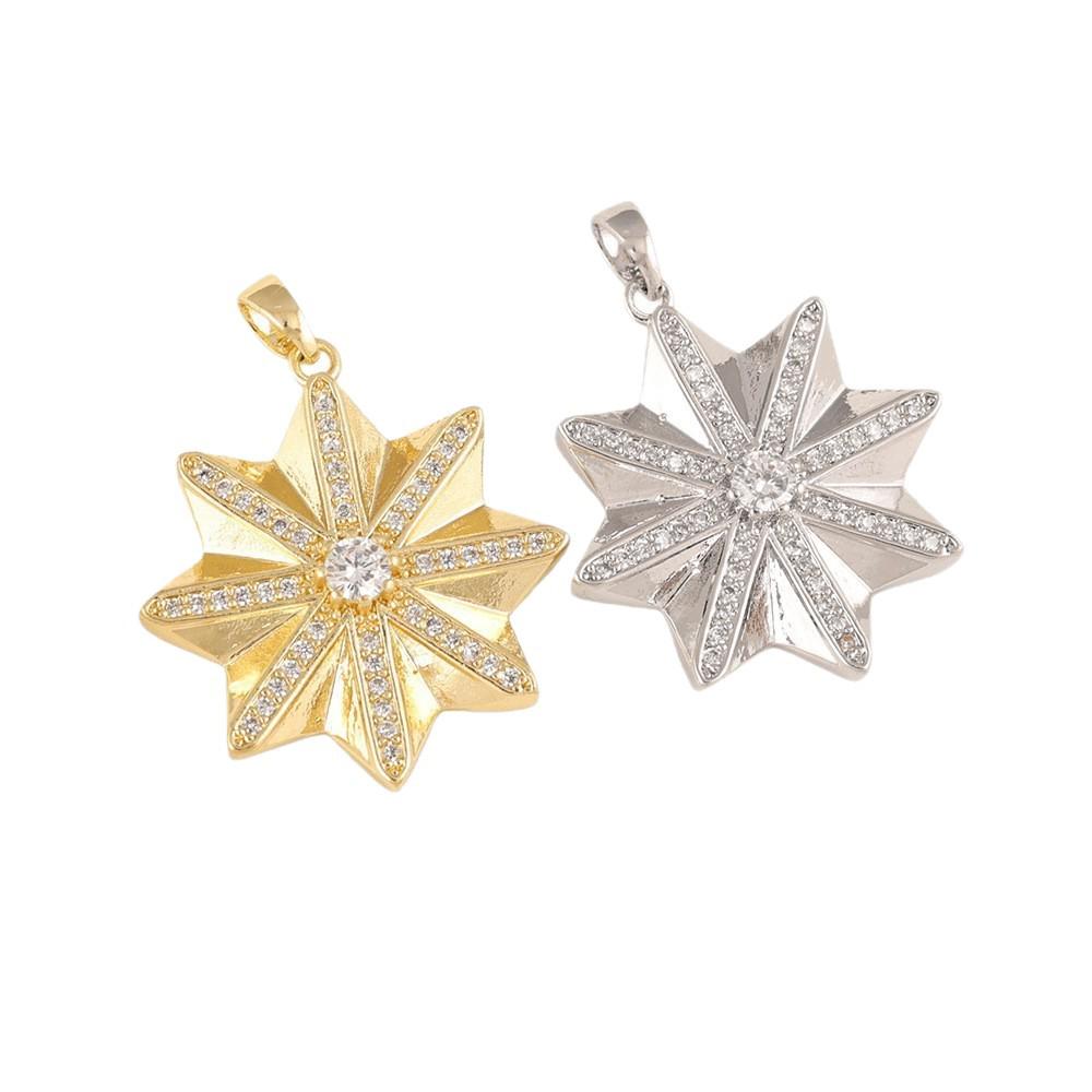 Achtzackiger Stern Sonnenblume Diamant Anhänger für Damen - Luxusschmuck
