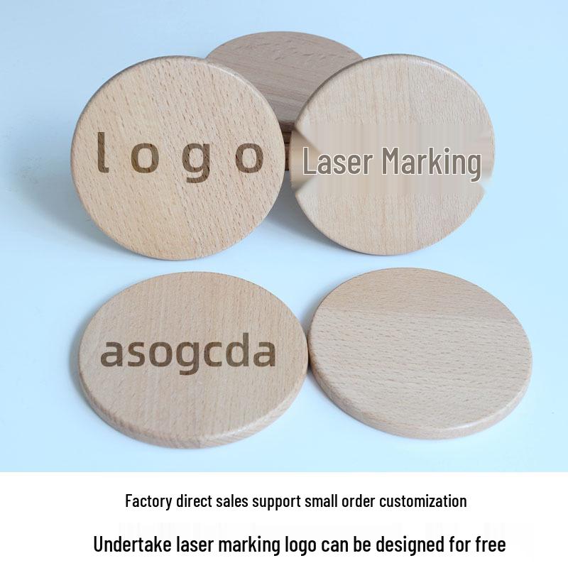 Round Beech Wood Coaster - 10cm Anti-Scald Solid Wood Cup Holder with Laser Engraving Option