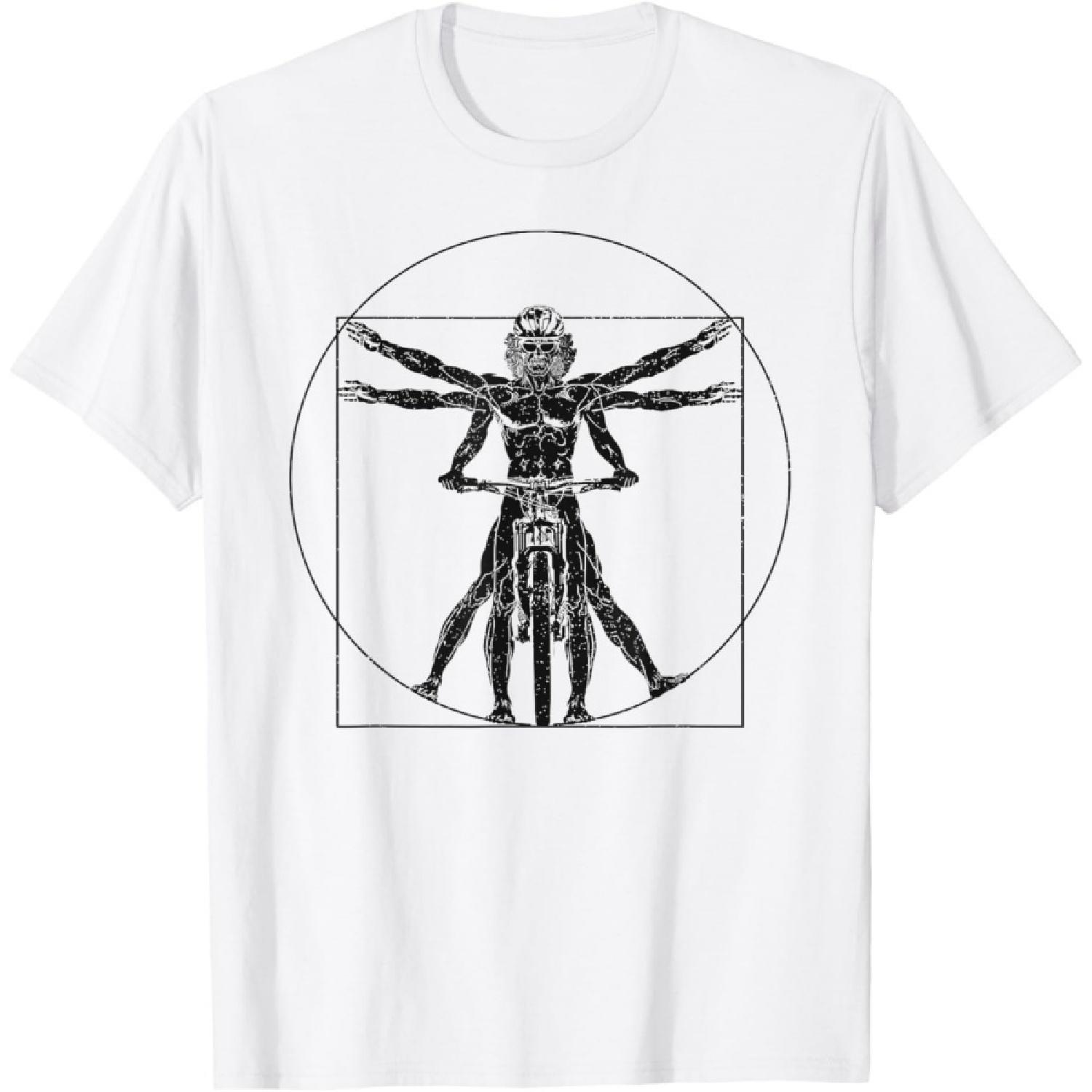 Leonardo Da Vinci Vitruvian Man Bike Cycling T-Shirt S