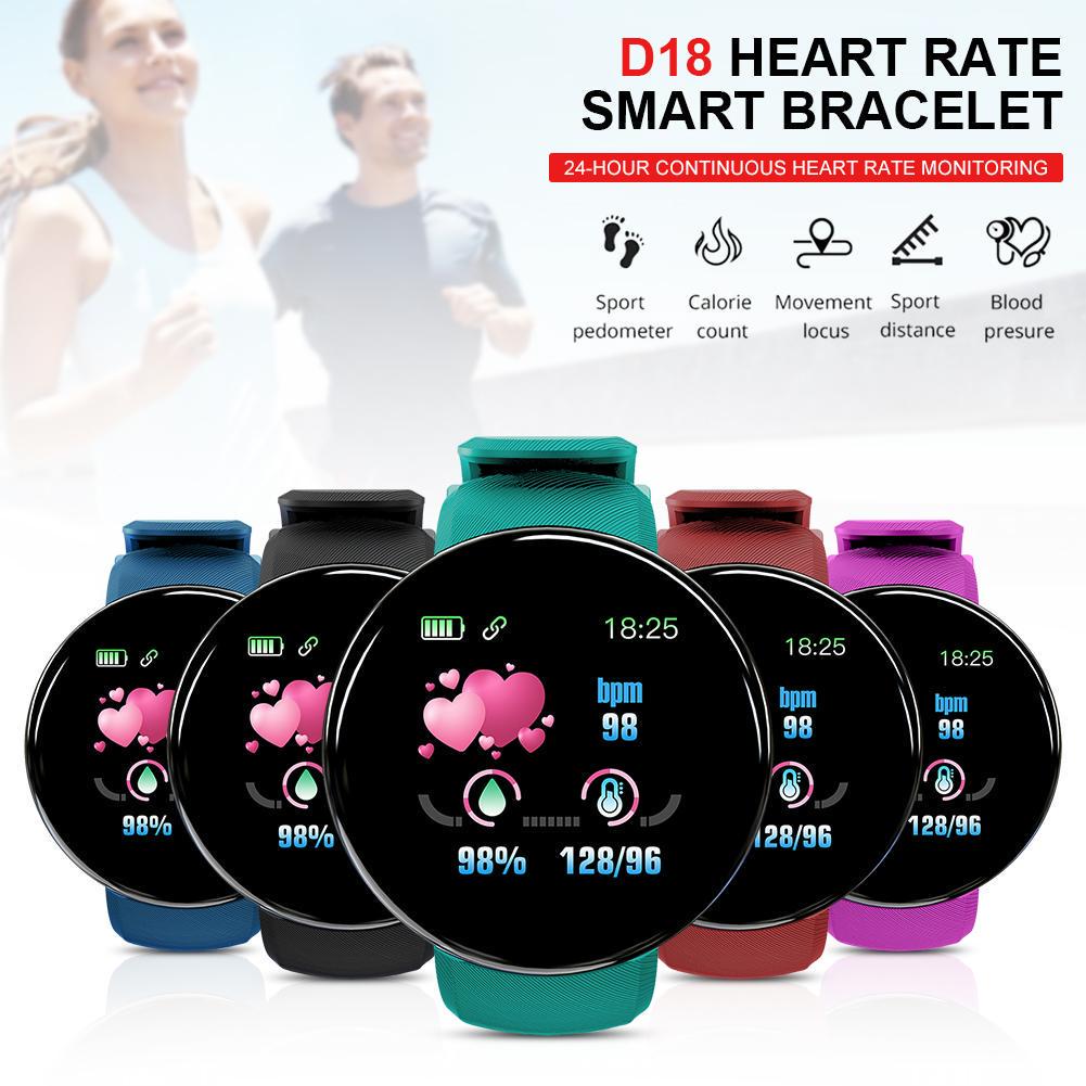 D18 Smart Watch Blood Pressure Monitor Watch Heart Rate Detection ...