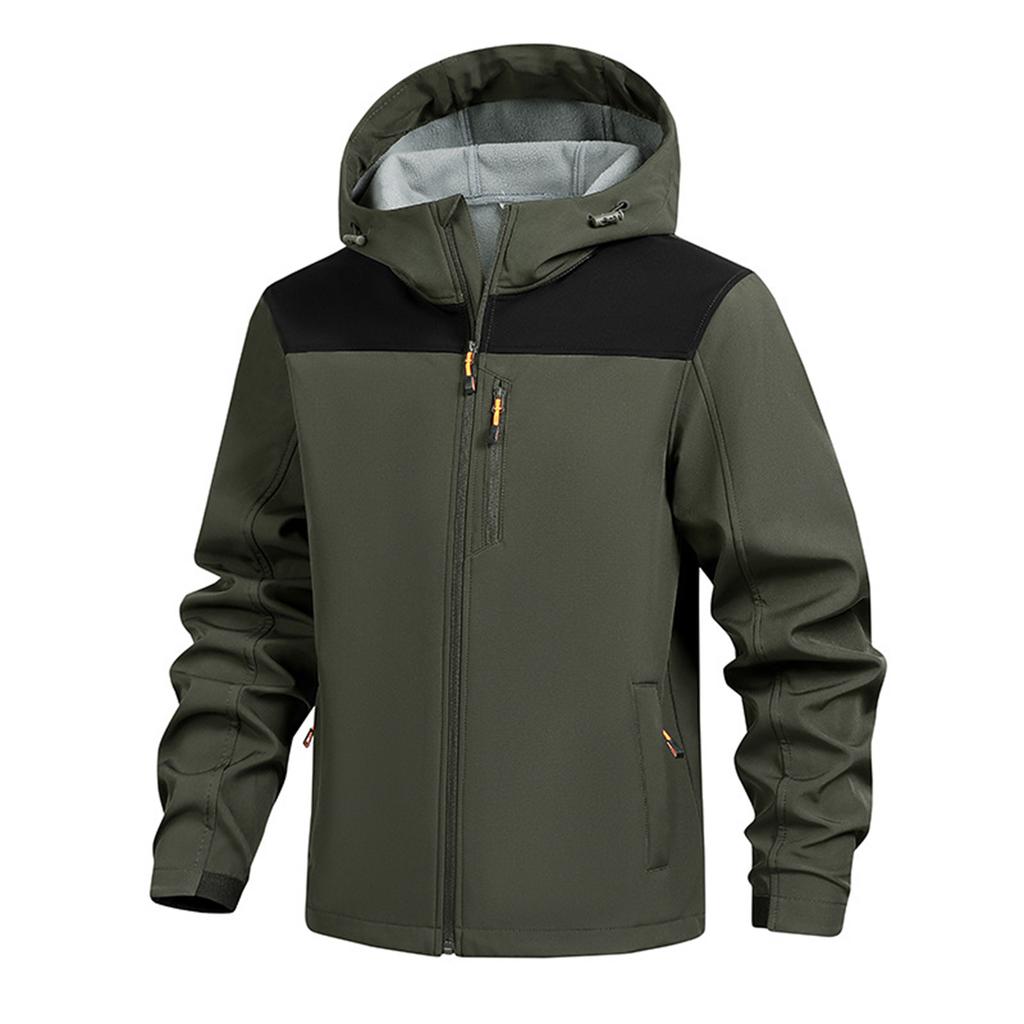 Men's Solid Color Outdoor Mountaineering Waterproof Windproof Fleece Jacket Outdoor Jacket
